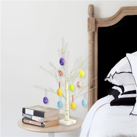 24" Pre-lit White Birch Tree with 10 Easter Egg, 24 Led Lights Battery Operated - Picture 7 of 8